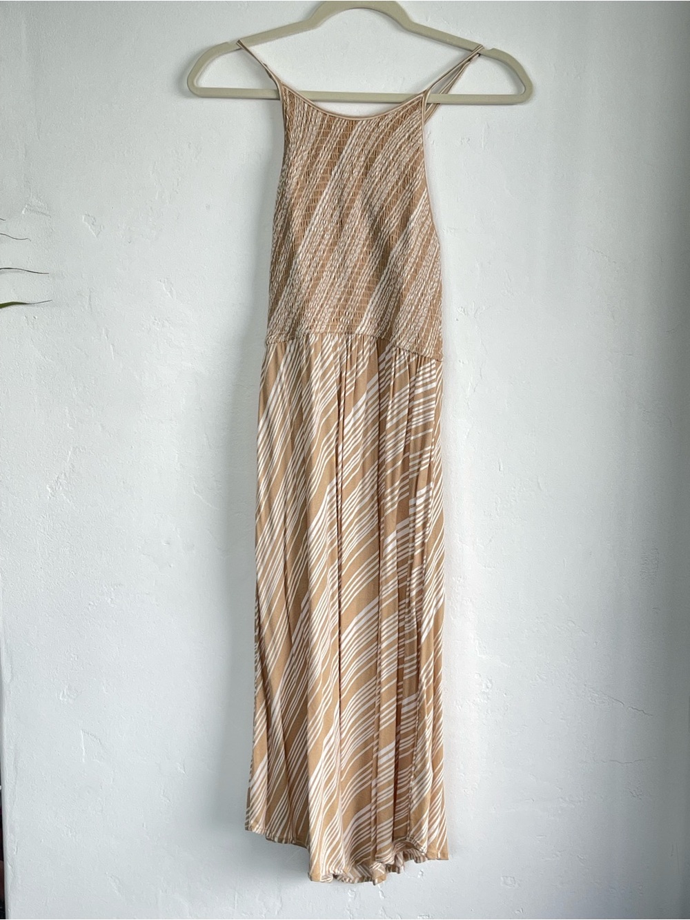 O'Neill Beige and Cream Striped Halter Midi Dress